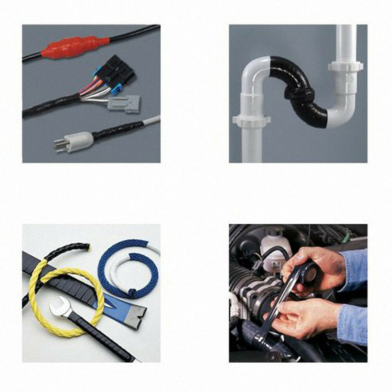 Black Rubber Silicone Repair Waterproof Bonding Tape Rescue Self Fusing Wire NEW