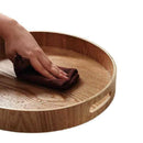Round Serving Bamboo Wooden Tray for Dinner Trays Tea Bar Breakfast Food Co B3V6