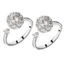 2-Pack Adjustable Rotating Ring  Open Flower Zircon Rings Party