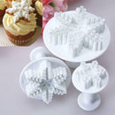 3pcs Snowflake Embossed Mould Fondant Cake Decoration Mold DIY Baking Tools