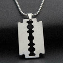 Street Punk Unisex Razor Blade Shaped Fashion Steel Dogtag Necklace Pendant U2L5
