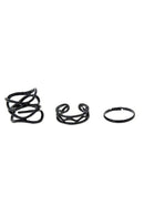Women's Black Plain Above Knuckle Ring Midi Finger Rings G4U6