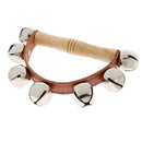 Wooden Handle Bell Shaker Sleigh Bells with Strap Shaking Percussion  10.8cm