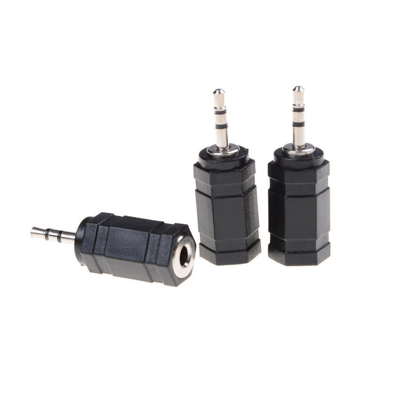 3pcs Black 2.5mm Male to 3.5mm Female Audio Stereo headphones  Adapter Plug JR