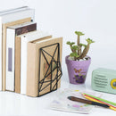 Bookends Black,Decorative Metal Book Ends Supports for Shelves,Unique Geome