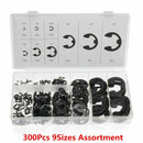 300pc E-Clip Assortment | SAE Black Oxide Fastener Set Retaining Ring Kit NLJ