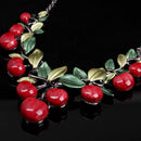 1 Set Fashion Red Cherry Jewelry Set Metal Bridal Necklace Earrings Chic3C