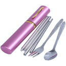 Travel 3in1 Stainless Steel Chopsticks Spoon Fork Cutlery Dinnerware