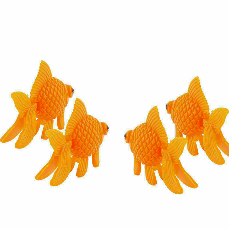 10pcs Orange Plastic Fish Tank Ornament .Artificial Swing Tail Goldfish K0N M0A9