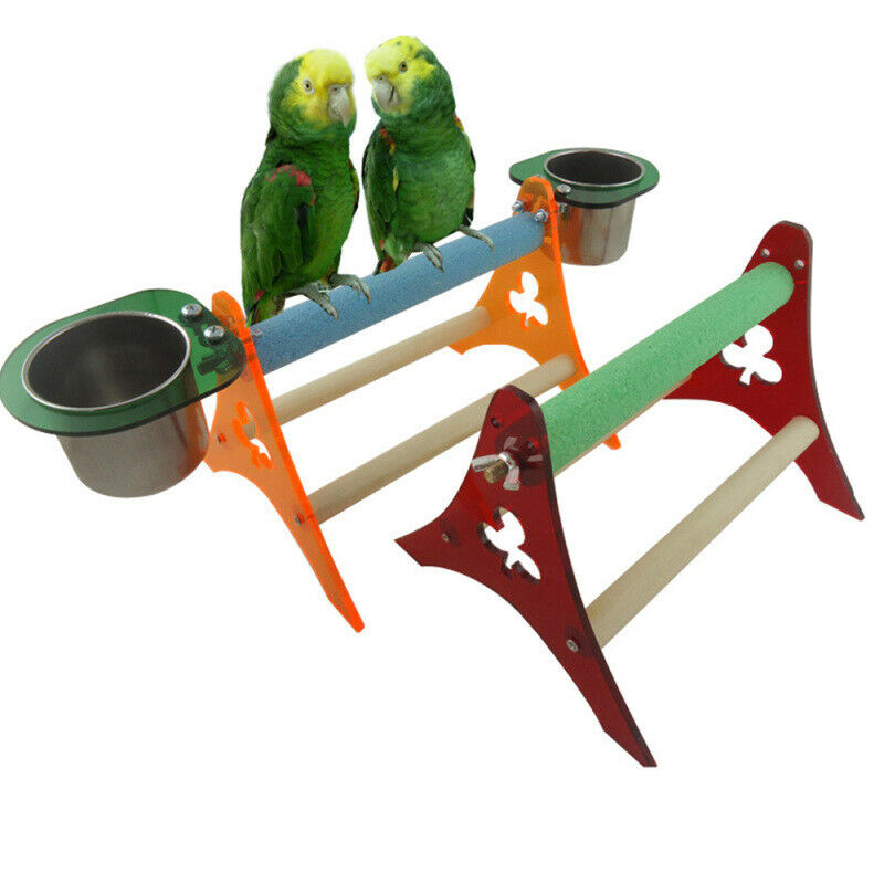 Funny Parrot Bird Perch Stand Play Toys Gym Wooden Activity Table Top Pla OTM