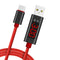LED Display Voltage / Current 3A Mobile Phone Micro USB Data Charging Cable Red