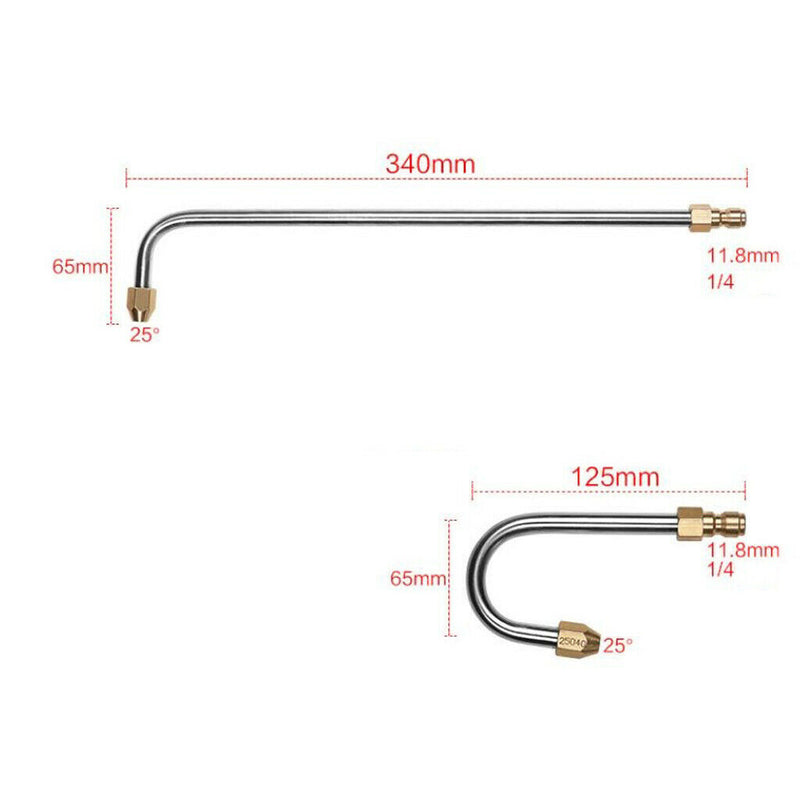 3pcs Pressure Washer Angled Lance Extension Metal Pole Car Cleaning Parts