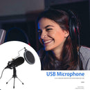 Condenser Wired Microphone MiC Sound Studio Recording USB Tripod Stand for PC