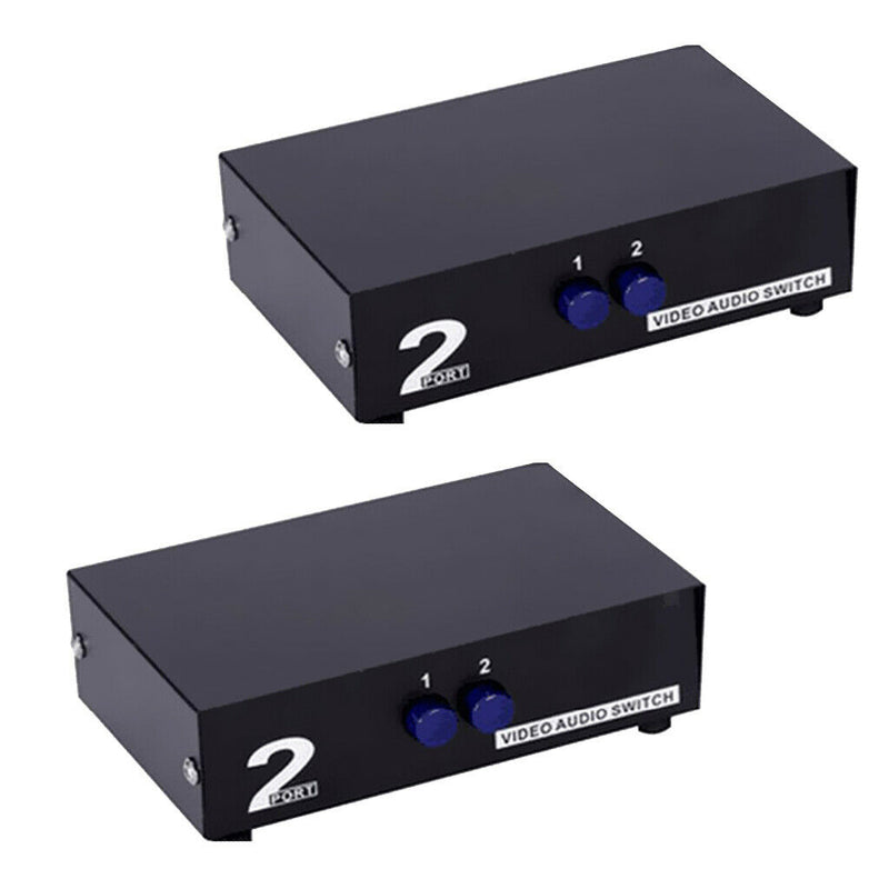 2 Pairs 2-Way AV Switch RCA Switcher 2 In 1 Out Composite Video L/R Audio