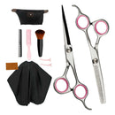 Hairdressing Barber Scissors Hair Cutting Capes Cloth Shears Set Kit Pink