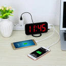 Easy Snooze Time Setting LED Mirror Digital Alarm Dual USB Port Charging St