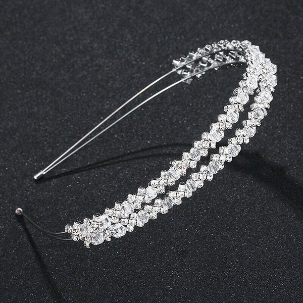 Bride Headband Tiara Bridal Crown Handmade Crystal Double Layer Wedding Hair  Tw