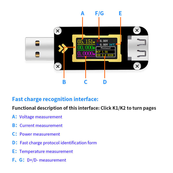 ABS FNB28 Charger Detector USB Tester Digital Display Voltage Current Meter Effi