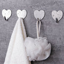 5pcs Self Adhesive Heart Shape Hooks Stainless Steel Coat Towel Rack Holder HK
