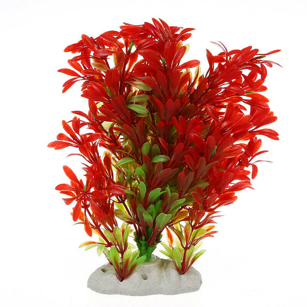Artificial Plastic Plant Decoration for Aquarium Fish Tank Red Green Color U7B1