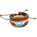Unisex European Style Wooden Beads Woven Knitting Bracelet Wristband