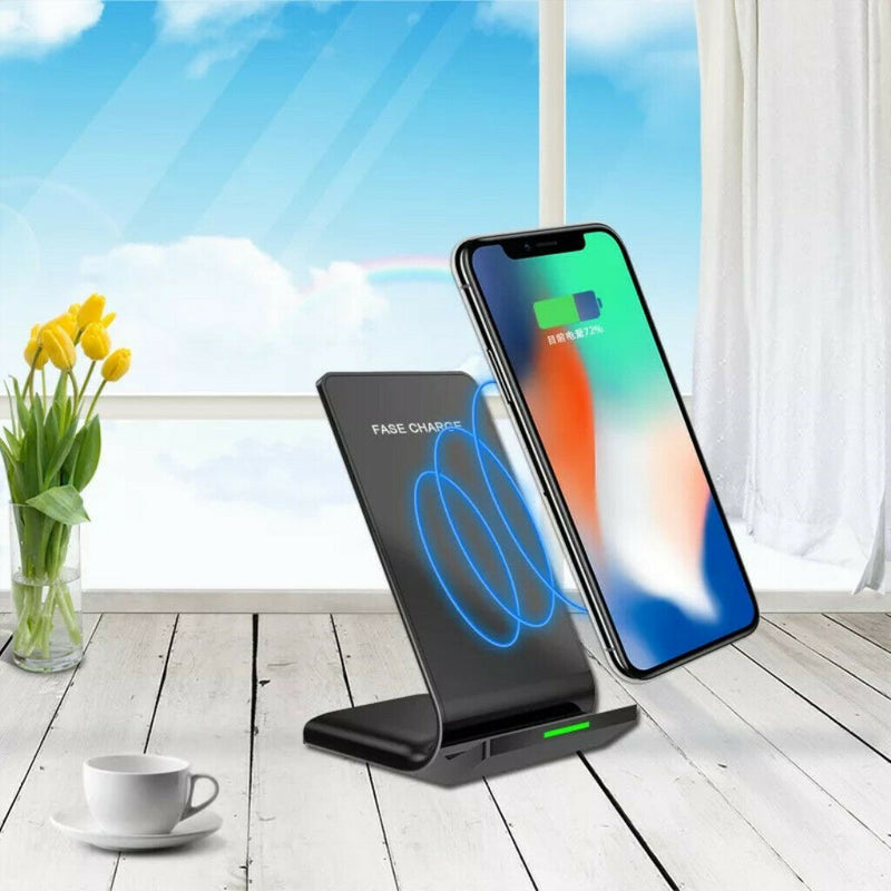 Qi Vertical Wireless Charger Pad N700 Dual Coils Fast Charging Base Black