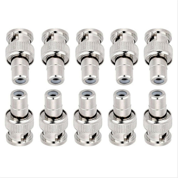10pcs/Set BNC Male To RCA AV Female Coaxial Connector Adapter For CCTV Camera