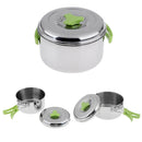 Folding Handle Stainless Steel Cooking Camping Pot For 1-2 Person