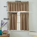 3Pcs Brown Rod Pocket Short Tier Curtains Panels Half Drapes for Bathroom