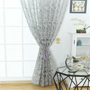 Floral Textured Sheer Window Curtain Grommet Tulle Voile Scarf 39x98'' Grey