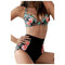 Women's Halter Geometric Print High Waisted Swimsuit Bathing Suits Bikini,  X8S4