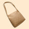 Women Lattice Pattern Shoulder Underarm Bags PU Portable Handbag (Khaki)