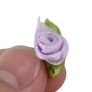 100 Pcs Mini Satin Ribbon Rose Flower Leaf Wedding Decor Appliques Sewing D J6R8