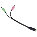 3.5mm Stereo Audio Female to 2 Male Headphone Mic Y Splitter Cable Adapter