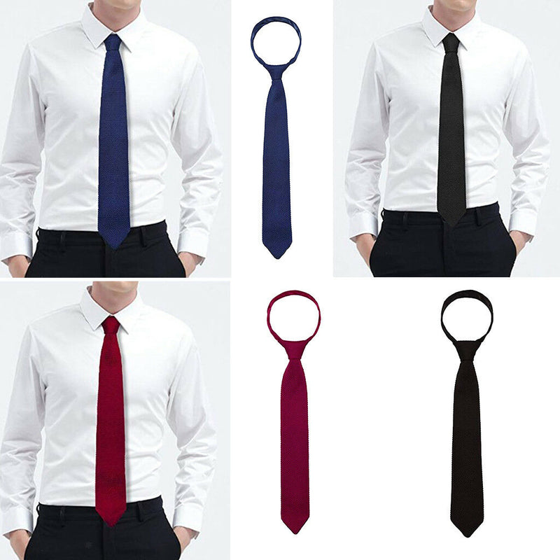 3x Men Formal Business Solid Knit Tie Classic Woven Necktie -Black,Red,Blue