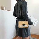 Fashion Messenger Bag Women Leather Metal Buckle Shoulder Handbag (Yellow) A