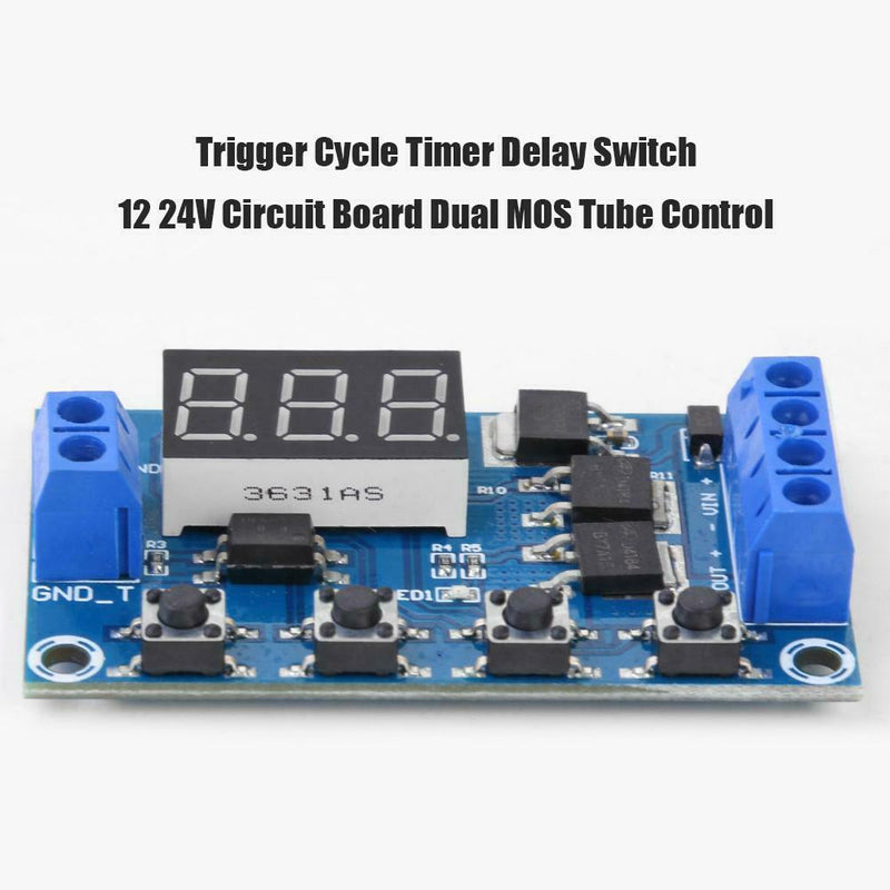 Trigger Cycle Timer Delay Switch 12 24V Circuit Board Dual MOS Tube Control