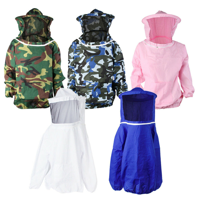 Beekeeping Jacket Veil Bee Protecting Suit Dress Smock Equipment Blue Camo