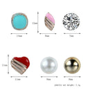 6 Pairs Women Retro Geometry Mixed Stud Earrings Set Rhinestone Ear Studs A