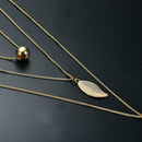 Women Multilayer Leaf Clavicle Short Necklace Pendant Sweater Chain Jewelry