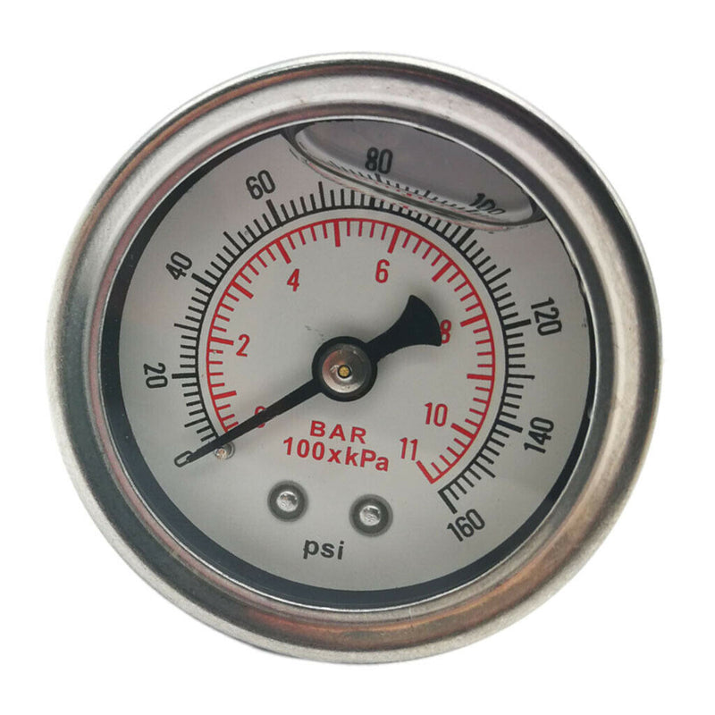 1pc Fuel Pressure Regulator Gauge 1/8" NPT White Back 0-160 BAR/0-160 PSI