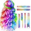 6pcs/set Rainbow Comb Hairdressing Salon Plastic Comb Hair Cutting Styling T Gw