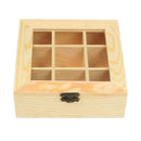 Wooden Tea Bag Jewelry Organizer Chest Storage Box 9 Compartments Tea Box O G7C6