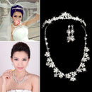 Elegant Luxurious Diamante Rhinestone Necklace Earring Crown Set  Wedding