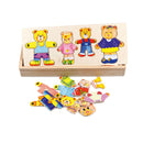 Wooden Baby Child Bear Changing Clothes Male Girl Baby Puzzle Three-Dimensi D7F4