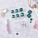 24pcs/pack green false nails toe nails tips nail art design french with glu H|