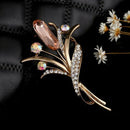 Fashion Rhinestone Champagne Brooch Pin Women Wedding Bridal Party Flower C Z5Q7