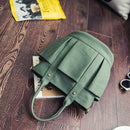 Fashion Canvas Pleated Double Pocket Tote Bag Fashion Shoulder Cross Body B
