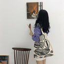 Chic Large Capacity Three-Grid Shoulder Bag Basic Simple Summer Printed Can