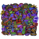 50Pcs Neon Stickers Skateboard Laptop Luggage Guitar Bike Car Bomb Dec- OZ